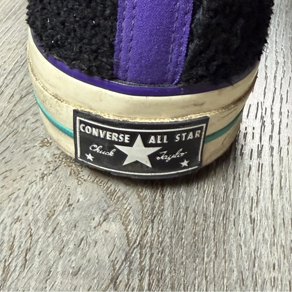 Converse Chuck Taylor All Star Shoes Mens Size 11.5 Black Fuzzy Terry High Top - Picture 6 of 11